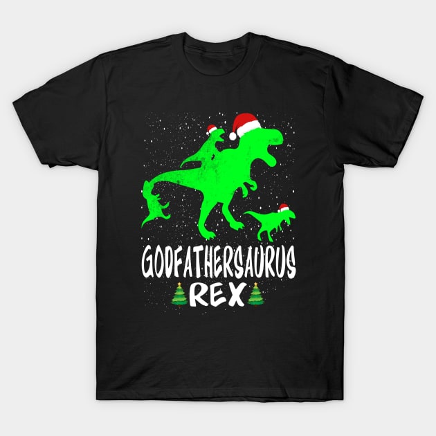 Godfather T Rex Matching Family Christmas Dinosaur Shirt T-Shirt by intelus